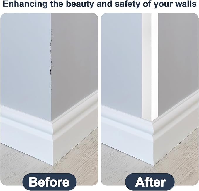 4PCS 45" White Metal Corner Protectors, Aluminum Self Adhesive Corner Guards, Metal Wall Edge Protector Strip, Furniture Corner Protectors, Wall Cabinet Baseboard Decoration 45" x 1"