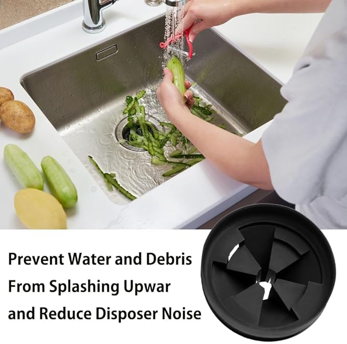 3 3/8" Garbage Disposal Splash Guard, QCB-AM Sink Baffle Replacement Parts for InSinkErator Evolution Series, Upgraded EPDM Rubber Drain Insert Removable Quiet Collar Drain Plugs(4 PCS)