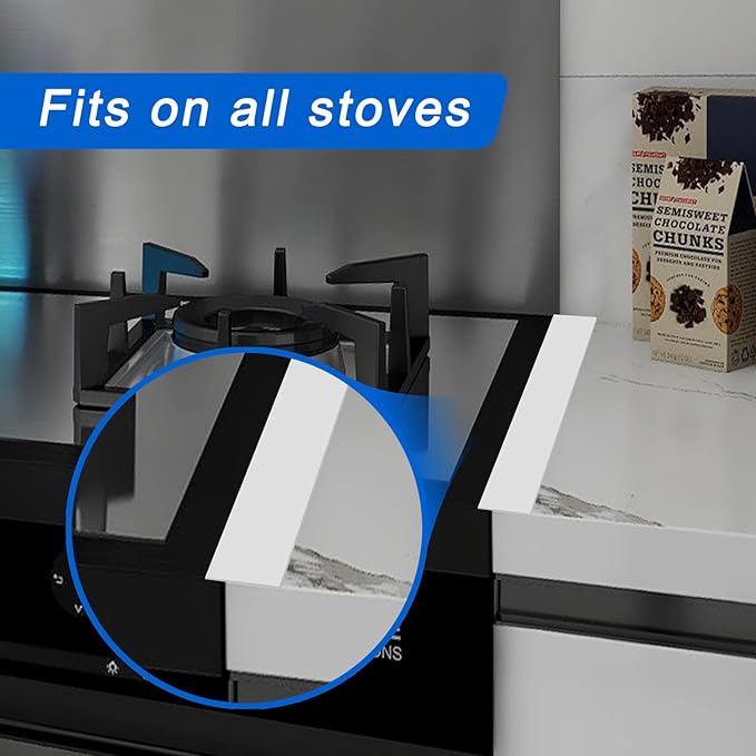 Silicone Stove Counter Gap Cover (2 Pack),Easy Clean Heat Resistant Wide & Long Kitchen Stove Gap Filler,Seals Spills Between Counters, Oven, Stovetops, Washing Machines, Washer, Dryer(25in, White)