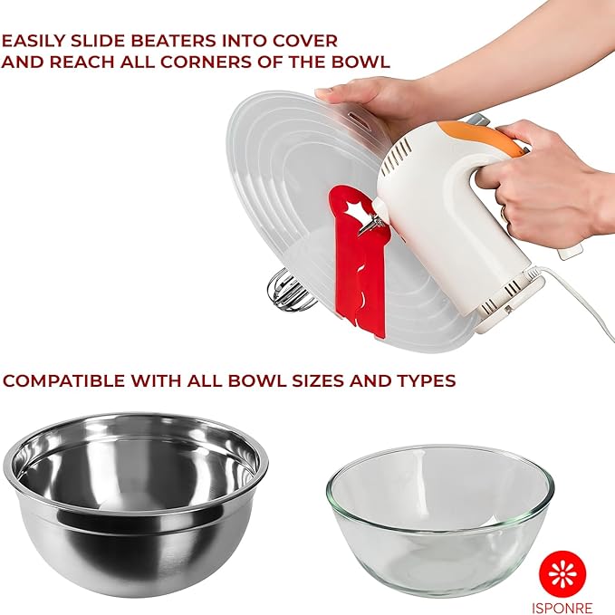 12 Inches Silicone Hand Mixer Splatter Guard, Compatible with Most Mixing Bowl Sizes and Types, Splash Guard for Hand Held Mixer, Shield for Crockpot