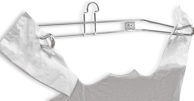 Grocery Bag Holder - Chrome Plated Wall Mount Storage Organizer for T-Shirt Plastic Bags, 6 Inch Dispenser Rack for Carrier Bags (2 Pack)