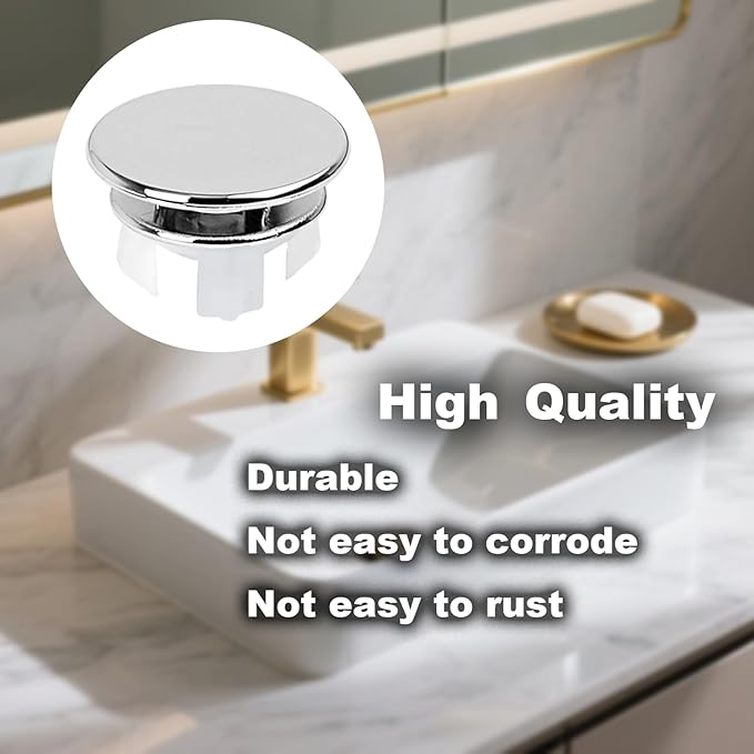 Sink Overflow Hole Cover Basin Trim Insert for Home, Sink, Bathroom, Kitchen Decorative Sink Drain Cap, Double Layer Copper Solid Chrome Overflow Cover(Silver)