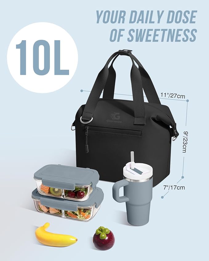 GLORIEROO Pastel Lunch Box Women | Insulated Soft Waterproof Leakproof Lunch Bag Cooler | Adjustable Strap | BPA-Free