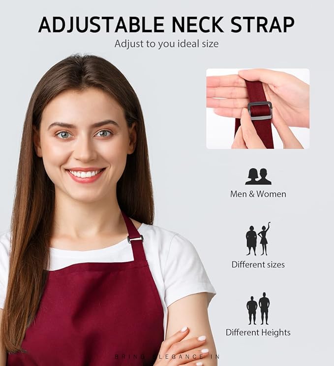 Syntus Apron for Men Women, Adjustable Cooking Kitchen Chef Aprons with 2 Pockets