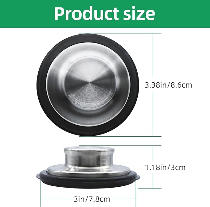 Kitchen Sink Stopper，Stainless Steel Garbage Disposal Stopper Fits Standard Kitchen Drain Size of 3.5" Diameter,Sink Cover for Drain Stopper