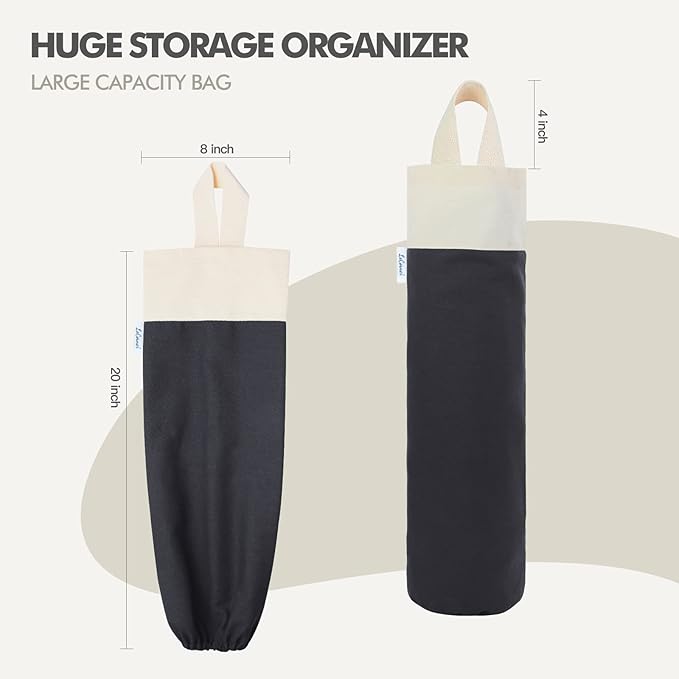 Wall Mount Plastic Bag Holder for Grocery Storage, Cotton Shopping Garbage Sack Organizer, Large Trash Dispenser for Home Kitchen Decor