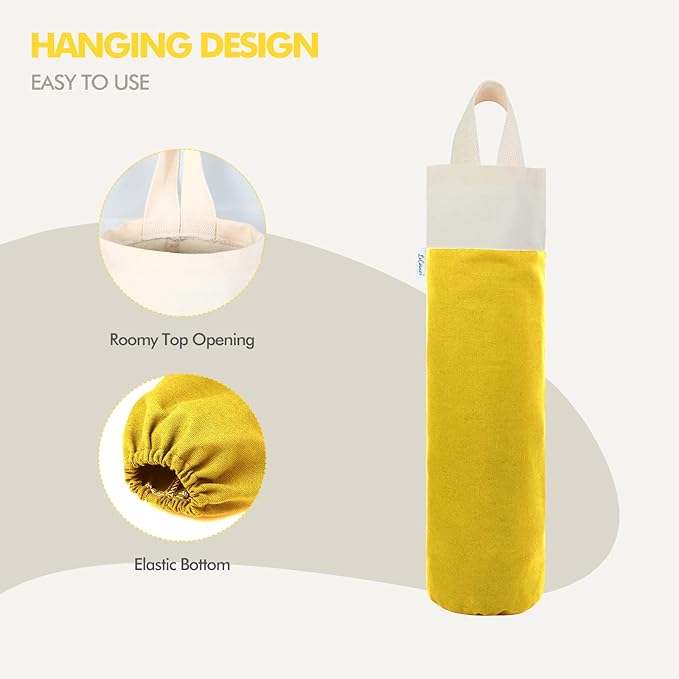 Plastic Bag Holder, Wall Mount Grocery Bag Holder for Plastic Bags Storage, Cotton Shopping Garbage Sack Organizer, Large Trash Bag Dispenser for Home Kitchen Decor