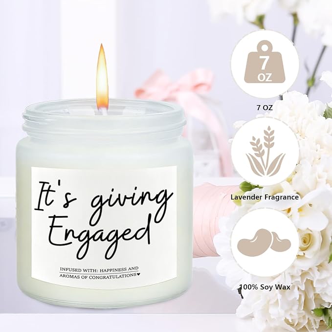 Engaged Engagement Gifts for Couples Her Engagement Party Decorations Bridal Shower Decorations Wine Bag Scented Candles Set Cheers To Forever Wine Bag It's Giving Engaged