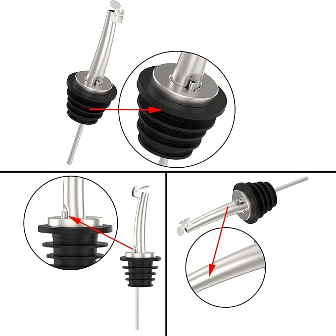 Axe Sickle 12 Pcs Oil Spout Liquor Bottle Pourer Spouts Stainless Steel Speed Pour Spouts Olive Oil Dispenser Spout with Flip Top for About 3/4"" Bottle Mouth