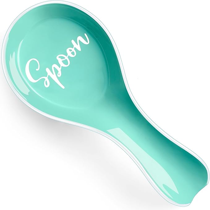 Turquoise Spoon Rest for Stove Top, DAYYET Ceramic Teal Large Spoon Holder, Spoon Rest for Kitchen Counter, Spatula Holder Utensil Rest for Ladles, Tong, Teal Kitchen Decor and Accessories