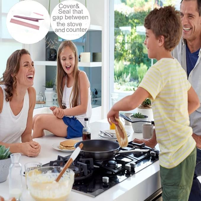 Silicone Stove Counter Gap Cover, The Heat Resistant Oven Gap Filler Seals Gaps Between Stovetop and Counter, Easy to Clean (Pink)