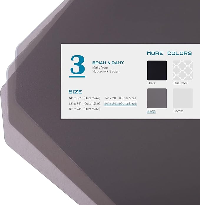 BRIAN & DANY Wire Shelf Liner 13.4" X 23.2", Heavy Duty Shelf Liners for Wire Shelving, Waterproof Protector Mats, Set of 3, Charcoal