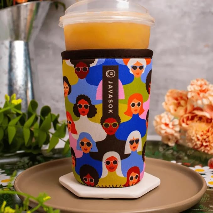 Sok It JavaSok Iced Coffee & Cold Soda Insulated Neoprene Cup Sleeve (Femme Force, Small: 16-20oz)