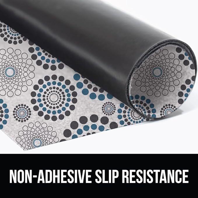 GORILLA GRIP LeakGuard Non-Adhesive Under Sink Mat for Kitchen Cabinet, 24x40, Waterproof Quick Dry Shelf Liner, Durable Absorbent Felt Mats for Bathroom Sink, Cabinets, Dresser, Spiral Gray Turquoise