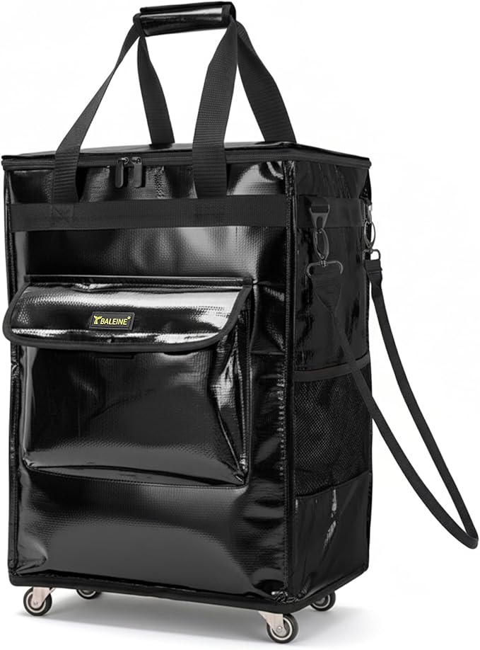 BALEINE Reusable Grocery Bags on Wheels, Rolling Tote Bag, Shopping Trolley, Large Backpack Shopping Carts for Groceries