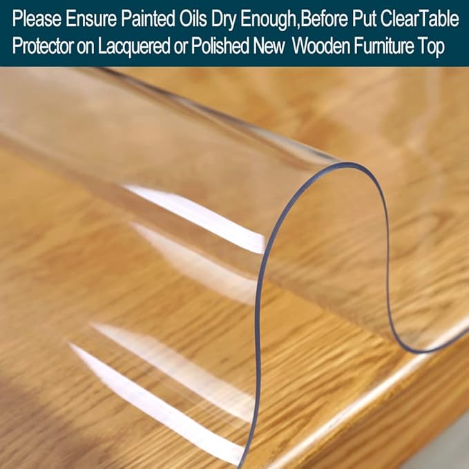 Clear Plastic Table Cover Protector 17x28" Transparent Rectangular Tablecloth Vinyl Table Pad Protector Mat for Kitchen Countertop Dining End Table Night Stand Dressing Cabinet Tablecloth Protector