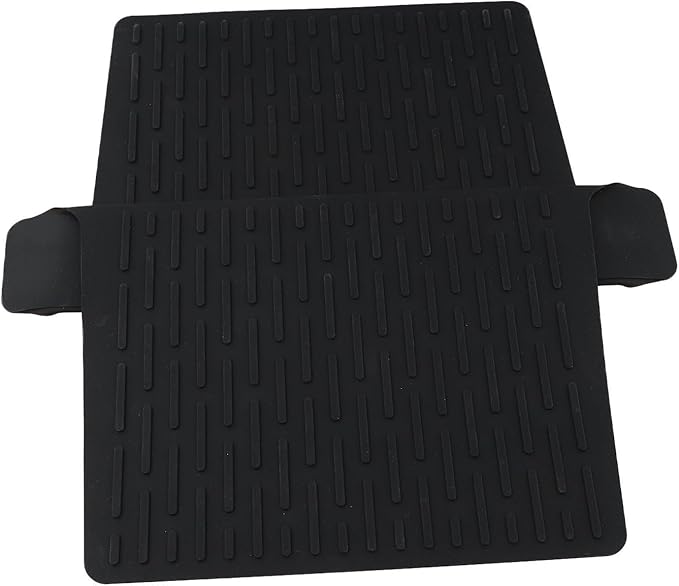 Silicone Kitchen Sink Divider Mat Heat Resistant Counter Protection Pad Double Basin Bridge Mat Dishwasher Safe Non-Slip Dish Drying Rack Between Sinks 17.6x12.8(Black)