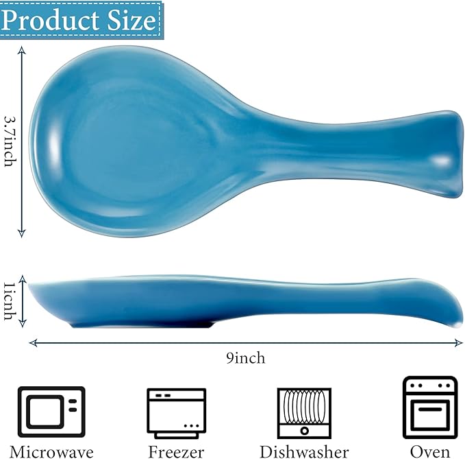 Patelai Ceramic Spoon Rest Spoon Holder Stovetop for Kitchen Stove Coffee Bar Accessories Christmas Gift(Blue,Classic Style)