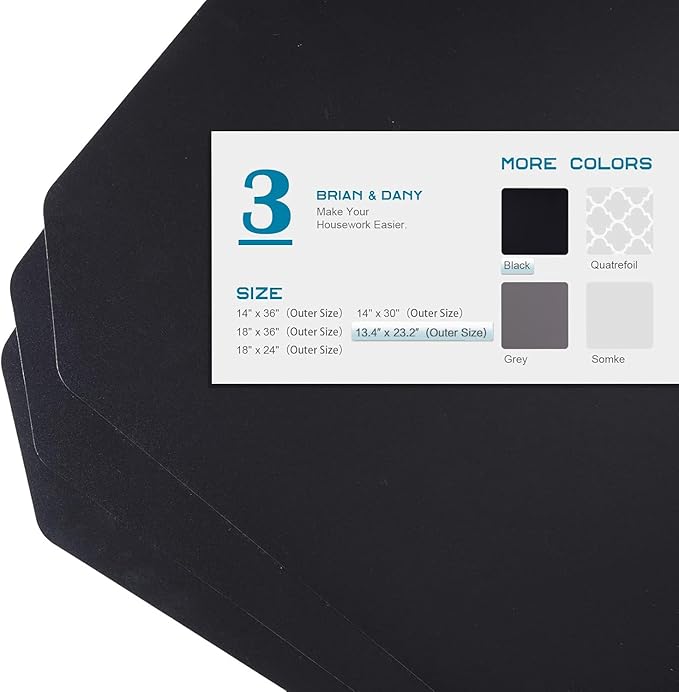 BRIAN & DANY Wire Shelf Liner 13.4" X 23.2", Heavy Duty Shelf Liners for Wire Shelving, Waterproof Protector Mats, Set of 3, Black