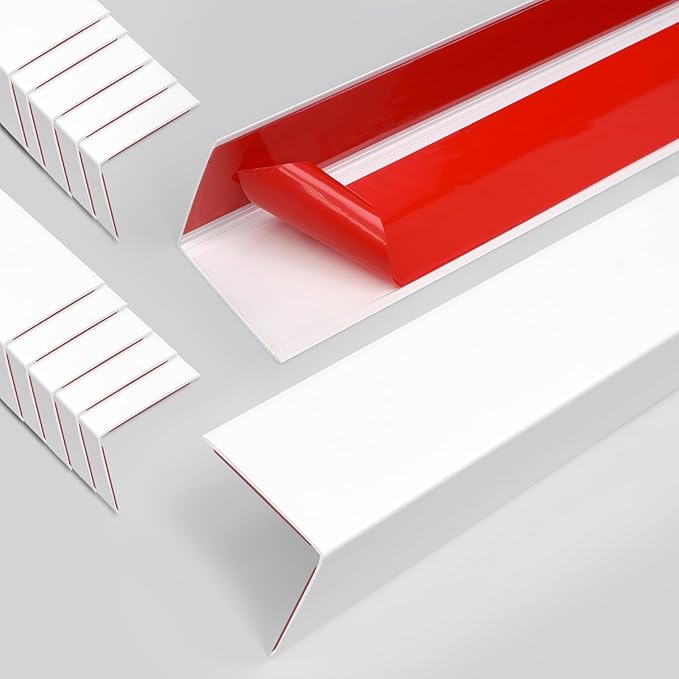 10PCS 48" White Metal Corner Protectors, Aluminum Self Adhesive Corner Guards, Metal Wall Edge Protector Strip, Furniture Corner Protectors, Wall Cabinet Baseboard Decoration 48" x 2"