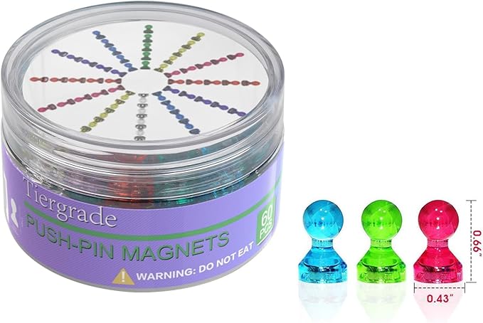 Push Pin Magnets - 600 Pack 7 Assorted Color Strong, Office, Use at Kitchen Home and School Classroom, for Refrigerator Dry Erase Board and Whiteboard.