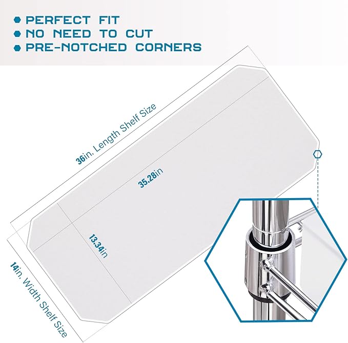 BRIAN & DANY Wire Shelf Liner 14" X 36", Heavy Duty Shelf Liners for Wire Shelving, Waterproof Protector Mats, Set of 5, Transparent