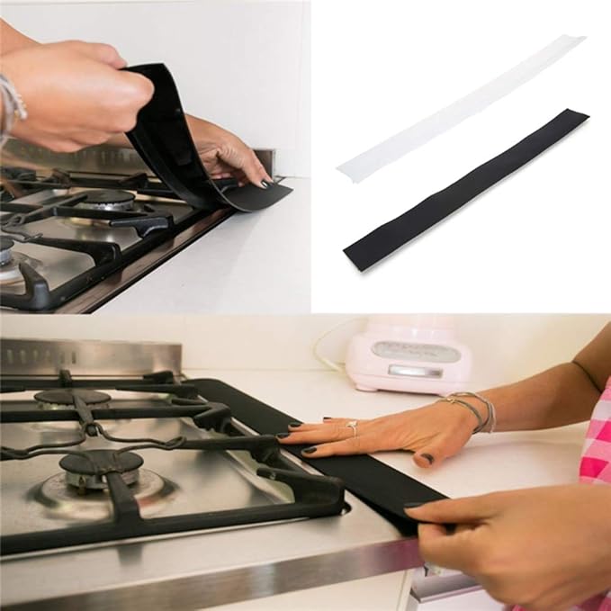 Silicone Kitchen Stove Counter Gap Cover Long & Wide Gap Filler (2 Pack) Seals Spills Between Counters, Stovetops, Washing Machines, Oven, Washer, Dryer - Heat-Resistant and Easy Clean (White)