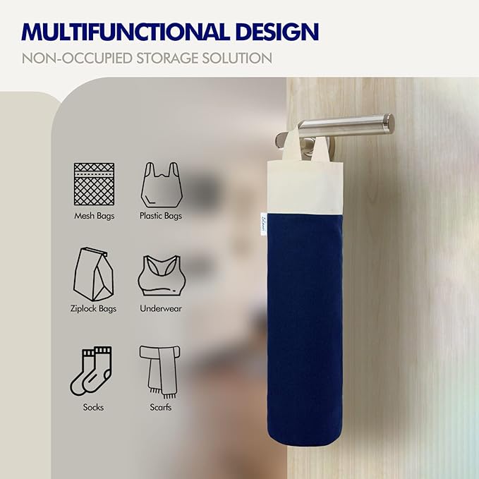 Plastic Bag Holder, Wall Mount Grocery Bag Holder for Plastic Bags Storage, Cotton Shopping Garbage Sack Organizer, Large Trash Bag Dispenser for Home Kitchen Decor