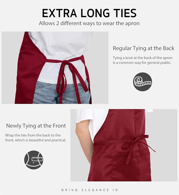 Syntus Apron for Men Women, Adjustable Cooking Kitchen Chef Aprons with 2 Pockets