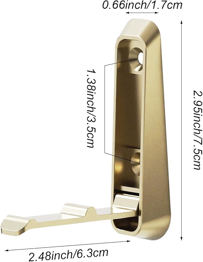 2pcs Folding Coat Hooks Zinc Alloy Wall Hooks Heavy Foldable Duty Coat Hooks Wall Mount for Hanging Coat Towels Clothes Hat Bags Keys (Golden)