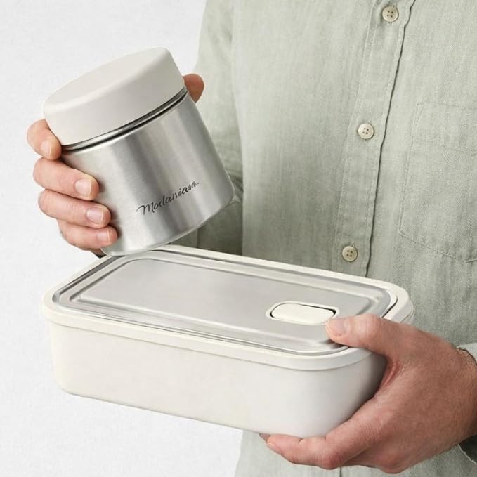 Modaniam Stainless Steel Lunch Containers, Food Jar Travel Containers, Snack Containers, Portable Metal Lunch Box For Yogurt, Oatmeal, Leak Proof, Vanilla - Set of 3 8OZ+16 OZ+ 24 OZ