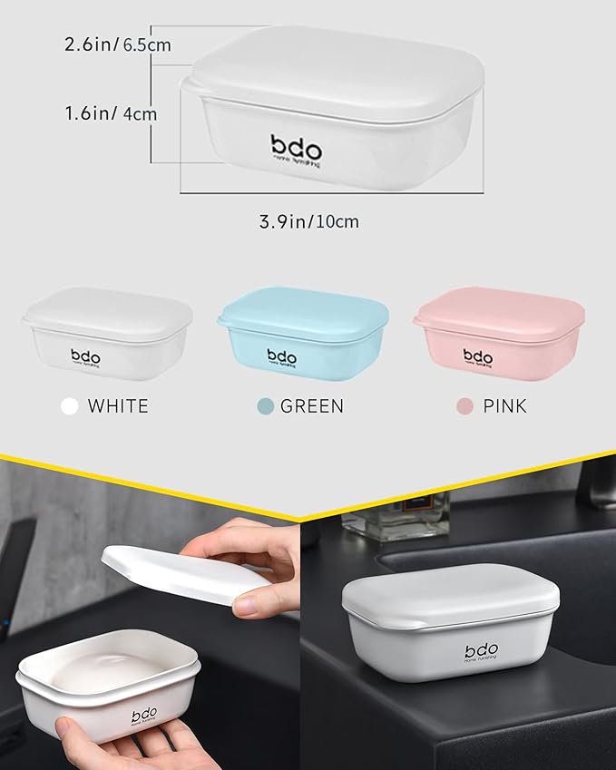 PEISAINOX Travel Soap Case, Leakproof Soap Container with Lid, Portable Bar Soap Holder for Traveling, Soap Dishe for Bathroom, Shower, Gym, School, Camping, Vacation, Outdoor (Pink)