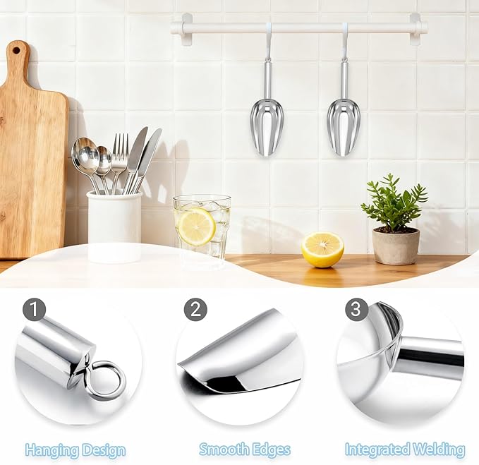 Ice Scoop for Freezer, Metal Small Ice Scooper for Ice Machine, Stainless Steel Kitchen Food Scoops for Ice Bucket Bar Party Wedding -3 oz