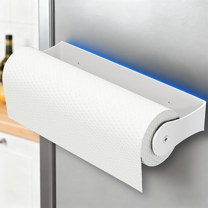 PAROTO Magnetic Paper Towel Holder for Fridge, White Paper Towel Holder for Kitchen, Strong Magnet for Refrigerator, RV, Garage, BBQ, No Drilling, Kitchen & Bathroom Organizers and Storage
