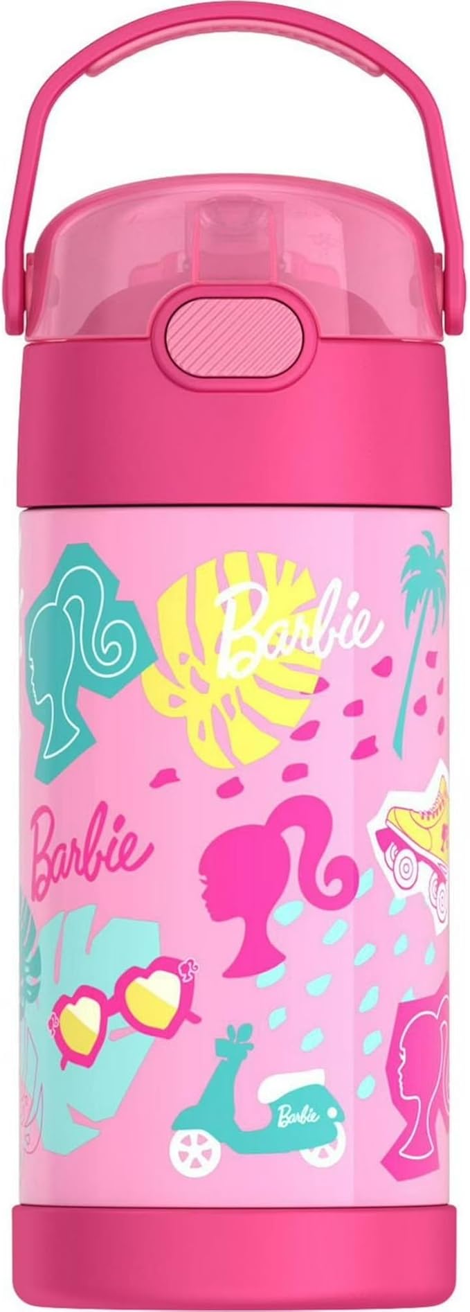THERMOS FUNTAINER Water Bottle with Straw - 12 Ounce - Kids Stainless Steel Vacuum Insulated Water Bottle with Lid, Barbie