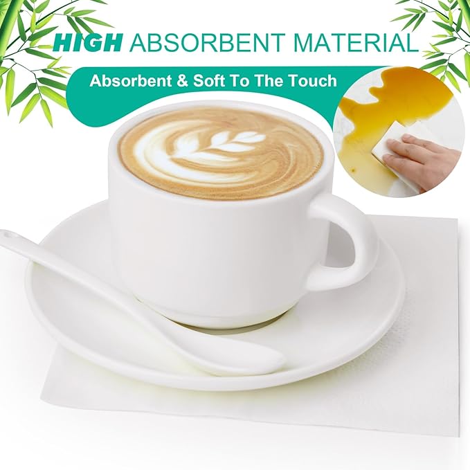 JINVOGREEN 2000 Count Cocktail Napkins Bulk 1-Ply White Beverage Paper Napkins Disposable for Bars, Lunch, Parties, Restaurant and Everyday Use - 5.3 x 5.3 Inch Folded