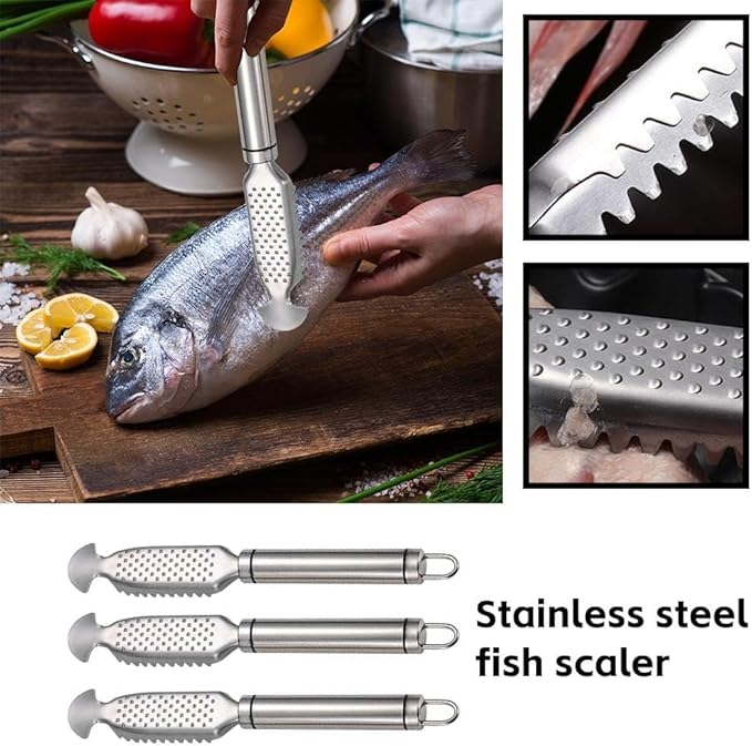 1Pc Fish Scales Scraping Tool,Multifunction Stainless Steel Fish Scale Knife Fish Cleaning Kit,Fish Scale Peeler,Fish Descaler Tool,Fish Scaler Remover,Fish Scaler Fish Scale Removing Tool