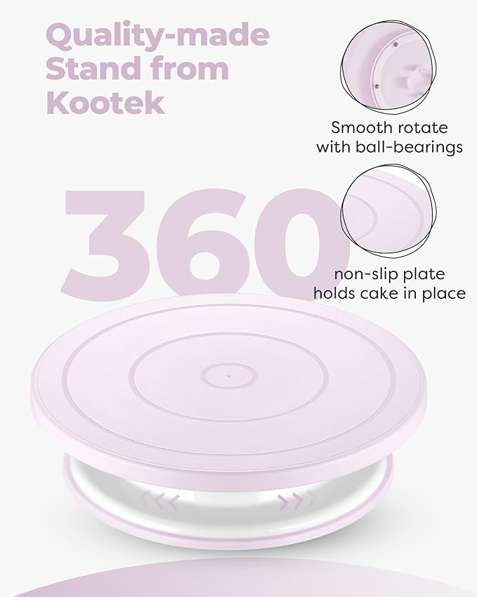 Kootek 71PCs Cake Decorating Kit, Baking Supplies Tools - Includes Cake Stand Turntable, 12 Icing Piping Tips Set, 2 Frosting Spatulas, 3 Scrapers, 50+2 Piping Bags, Coupler, Video Tutorial, Booklet