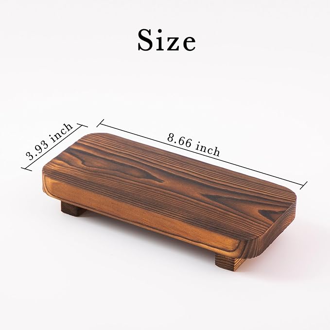 FLYIEE Wood Risers for Decor Display, Bathroom Counter Sink Decor, Dish Soap Tray Wood Tray for Kitchen Counter, Small Wooden Soap Stand, Wood Soap Pedestal, Soap Dispenser Stand Modern Farmhouse