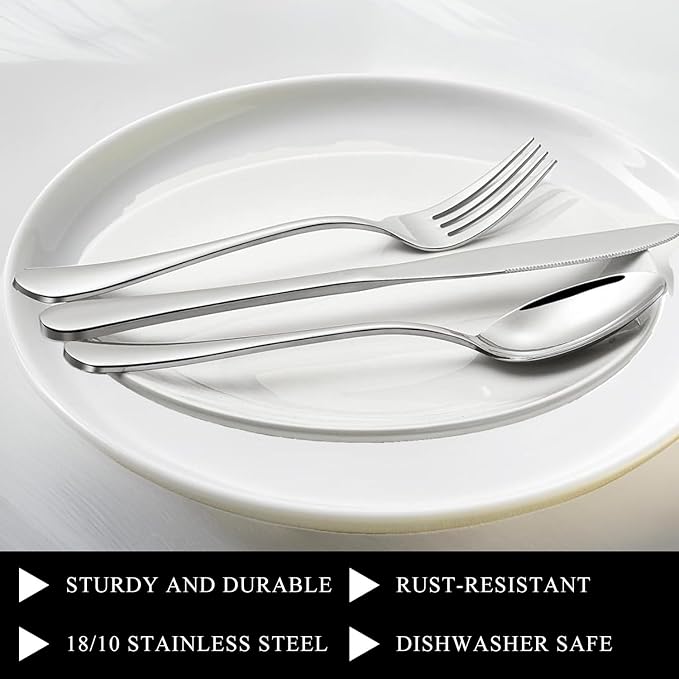 Forks, Set of 10 Top Food Grade Stainless Steel Silverware Forks, Flatware Set,8 Inches, Mirror Finish & Dishwasher Safe, New Apartment Essentials Cutlery Set