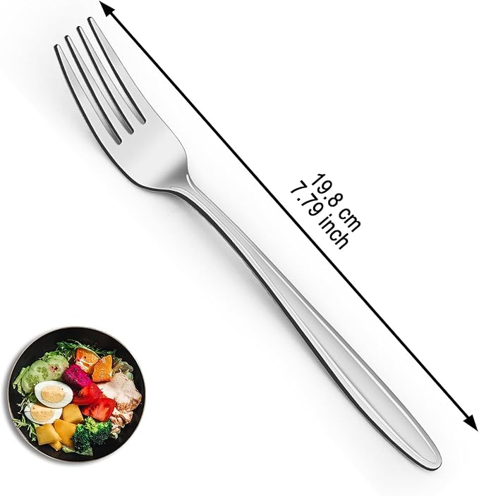 Unokit 24-Piece Stainless Steel Dinner Forks Silverware - 7.8 Inch Silver Dinner Forks Set of 24, Forks Set, Flatware Forks for Home, Kitchen or Restaurant, Mirror Polished, Dishwasher Safe