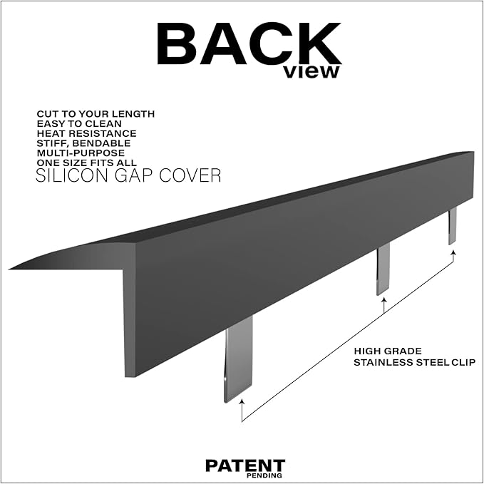 Silicone Stove Gap Covers | Fills Gaps up to 0.75”| Guard With Stainless Steel Clips Fills Gaps Between Countertop And Stove | Oven Side Gap Filler | (2 Pcs, Black)