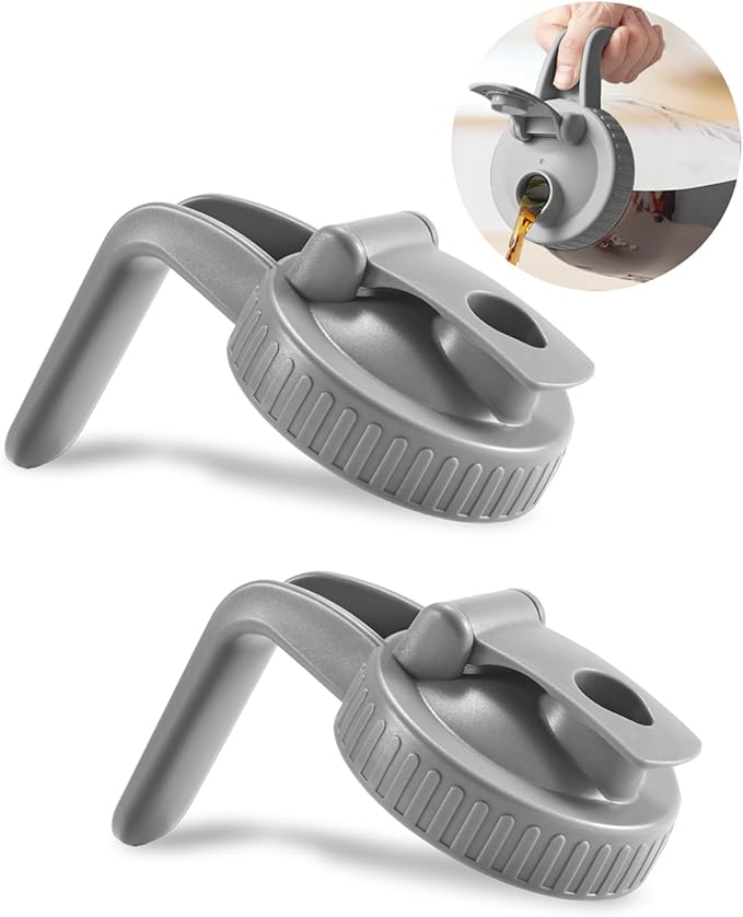 2 Pack Wide Mouth Mason Jar Lids V-Shaped with Handle, Mason Jar Pour Spout Lid with Extended Flip Lid Easy to Open, Airtight Leak Proof and Durable