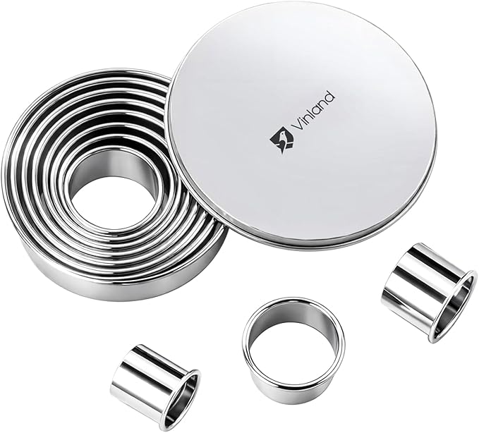 12 Pcs 304 Stainless Steel Biscuit Cutter Set - Round Cookie Cutters for Baking (1/2/3/4/5'') with Storage Box, Dough Pastry Cake Circle Cutting Ring Molds, Non-Rust, Dishwasher Safe & 1.5‘’ High
