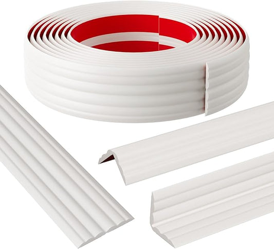 Wall Corner Protector & Edge Guard, Peel and Stick Wall Trim Moulding Inside & Outside Corner Molding Trim Caulk Strip, Self Adhesive Trim for Wall Edge,Ceiling, Countertop, 1.6” W x10’ L，White