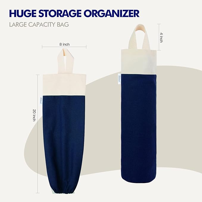 Plastic Bag Holder, Wall Mount Grocery Bag Holder for Plastic Bags Storage, Cotton Shopping Garbage Sack Organizer, Large Trash Bag Dispenser for Home Kitchen Decor