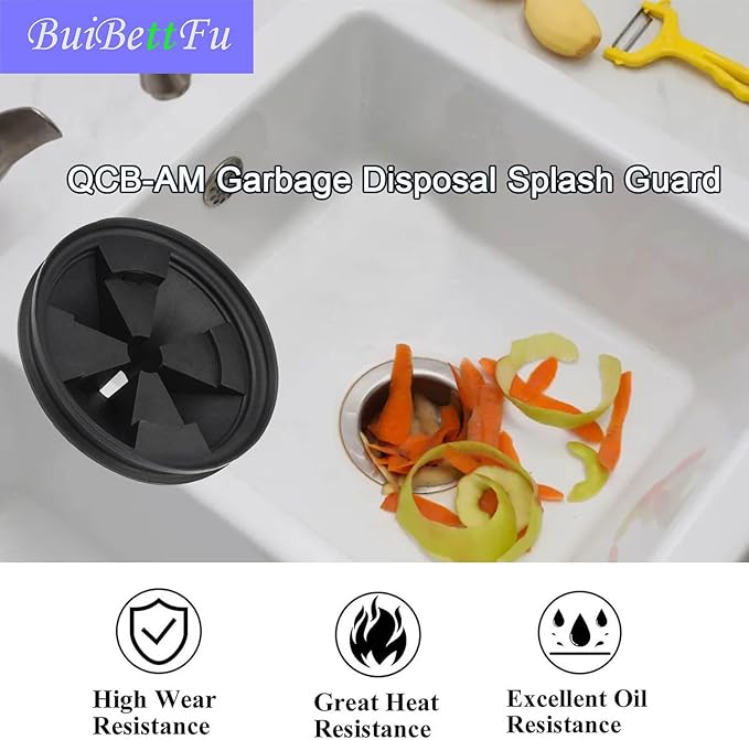 2 Pcs 3 3/8" Garbage Disposal Splash Guards Sink Baffle Drain Cover QCB-AM Replacement for InSinkErator Evolution Series, Removable Quiet Collar Drain Plugs Garbage Disposer Accessories