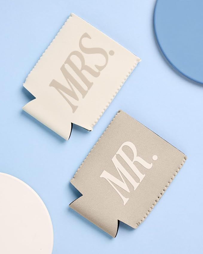 xo, Fetti Mr And Mrs Drink Sleeve Set – 2 pack | Bride Drinkware, Bridal Shower, Bachelorette Gift, Engagement Party, Couple Travel, Husband and Wife