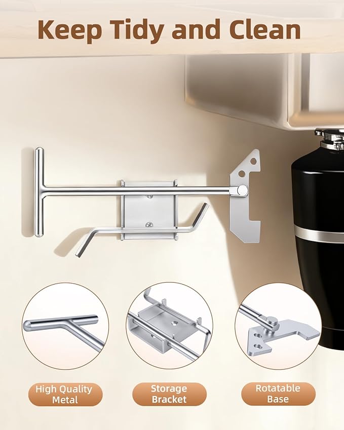 Garbage Disposal Wrench Tool& Garbage Disposer Unjamming Wrench - Universal Fit for Moen/Waste King/SinkErator | Easy Kitchen Sink Clog Unblocker