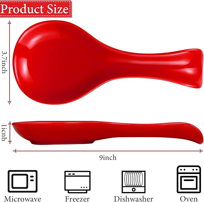 Patelai Ceramic Spoon Rest Spoon Holder Stovetop for Kitchen Stove Coffee Bar Accessories Christmas Gift(Red,Classic Style)